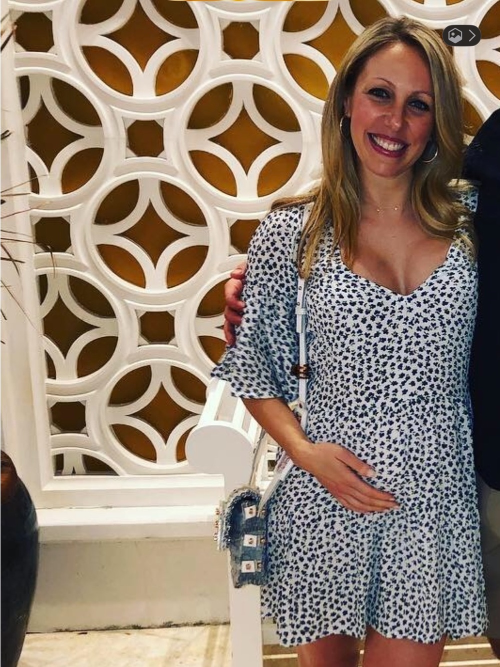 White and Navy Floral Mini Dress